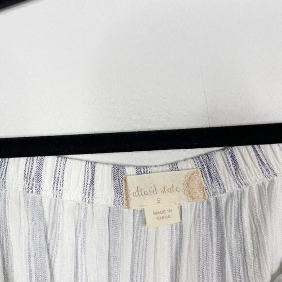 Altar'd State Small S Striped Off The Shoulder Embroidered Blouse Blue White - Picture 5 of 8